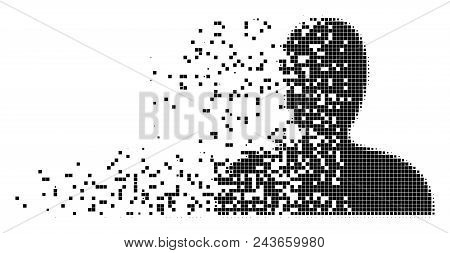 Dispersed Client Dotted Vector Icon With Erosion Effect. Rectangular Items Are Composed Into Dissipa