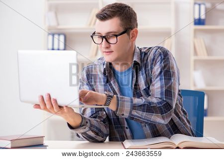 Young student studying over internet in telelearning concept
