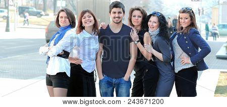 Portrait Of A Group Of Fellow Students .photo With Copy Space