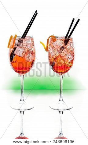 Two Cups Of Spritz, Typical Cocktail At The Italian Aperitivo.
