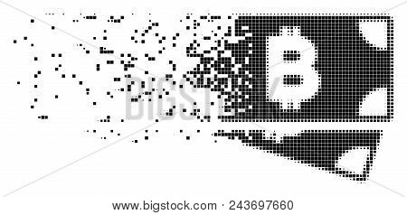 Dispersed Bitcoin Cash Banknotes Dotted Vector Icon With Wind Effect. Square Elements Are Combined I