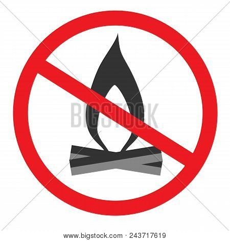 No Open Flame Sign. No Fire, No Access With Open Flame Prohibition Sign. Red, Black And White Vector