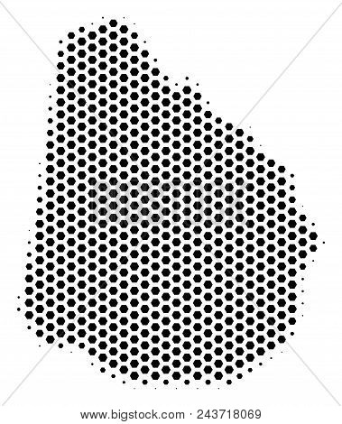 Hex Pixel Uruguay Map. Vector Halftone Geographic Scheme On A White Background. Abstract Uruguay Map
