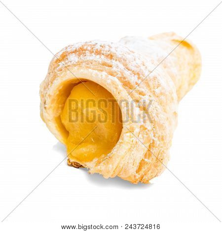 Caramujo Typical Portuguese Pastry, Isolated On White Background.
