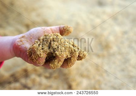 Sand On Kid Hand, Playing At Playground