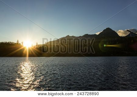 Sunset In High Tatras, Strbke Pleso, Slovakia.