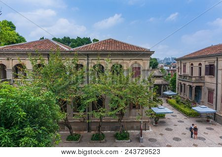 High Angle View Of Hai Tian Tang Gou Building And Ground In Gulangyu Island