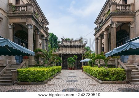 Gate Of Hai Tian Tang Gou Building With Blue Sky Background In Gulangyu Island