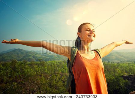Woman enjoying th efresh air in nature