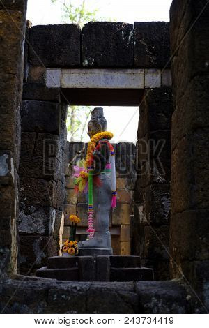 Statue Of Bodhisattva Loki State Ice Princess. Prasat Muang Sing Historical Park In Kanchanaburi, Th
