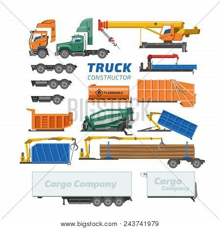 Truck Constructor Vector Delivery Vehicle Or Cargo Transportation And Trucking Construction Illustra
