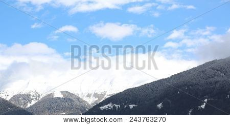 Mountains In Puster Valley In Northen Italy In Winter With Snow