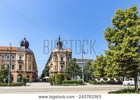Summer View Of Market Street (hungarian: Piac Utca), The Major Street Of Debrecen City, Hungary. Blo