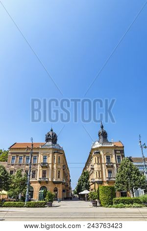 Summer View Of Market Street (hungarian: Piac Utca), The Major Street Of Debrecen City, Hungary