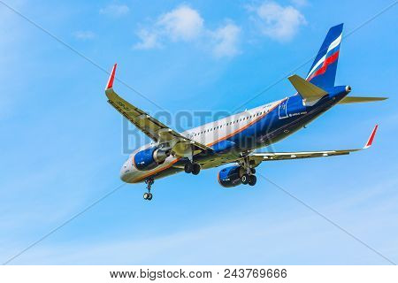 Moscow, Russia - May, 2018: Airbus A-320 V. Komarov Of Aeroflot Russian Airlines Skyteam Alliance La