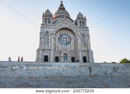 Viana Do Castelo, Portugal - May 10, 2018: Architectural Detail Of Santa Luzia Basilica, In Northern