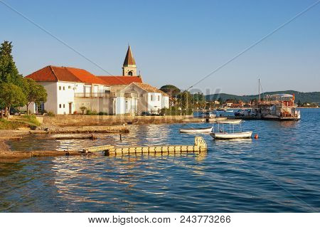 Beautiful Summer Mediterranean Landscape. Montenegro, Bay Of Kotor ( Adriatic Sea ), Tivat, Donja La