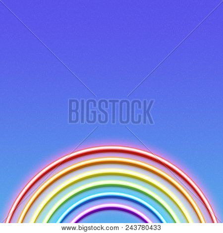 Neon Glowing Rainbow, Lgbt Pride, Gay Love, Vector Background Illustration Design