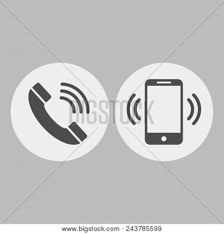 Phone And Smartphone Flat Vector Icons. Communications Flat Vector Icons