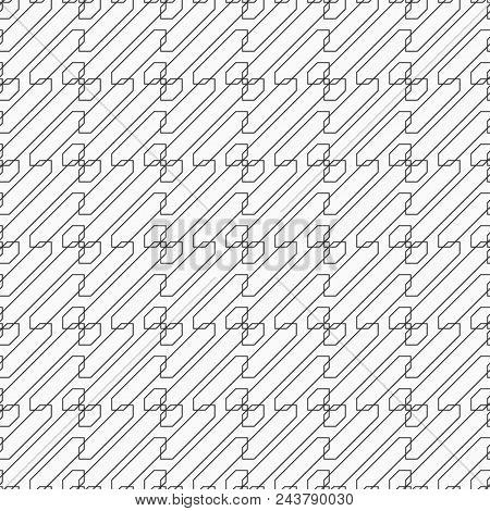 Abstract Seamless Pattern. Regularly Repeated Geometric Shapes. Parallel Diagonal Lines. Vector Mono