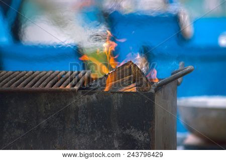 Black Caldron For Cooking Is At The Stake