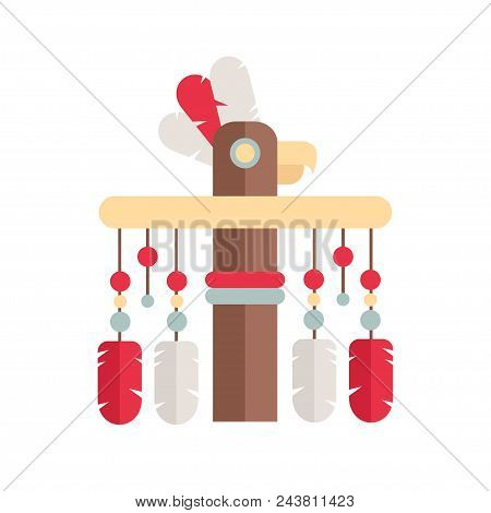Tribal Ethnic Totem Pole. Native American Indian Theme