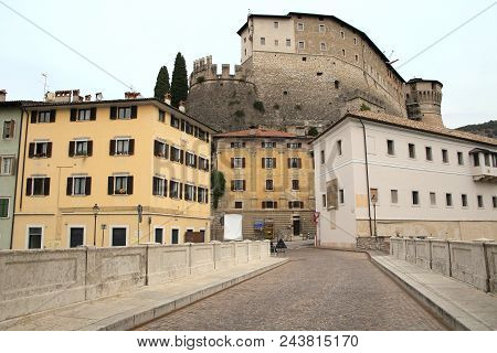 Rovereto, Italy - Oct 13, 2016: Medieval City And Fortress On Oct 13, 2016 In Rovereto, Italy. It Is
