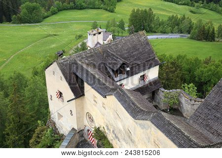 Medieval Tarasp Castle, Landmark In In Lower Engadin, Switzerland