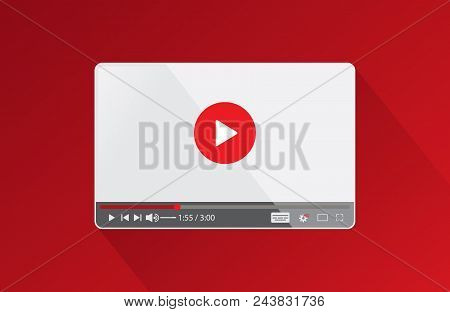 Screen Video Player Background For A Web Site Or Application. Flat Video Player Interface For Web An