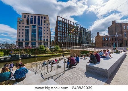 London, United Kingdom - April 17:  This Is Granary Square Riverside Park, An Area Otuside Central S