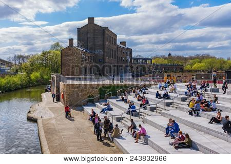 London, United Kingdom - April 17:  This Is Granary Square Riverside Park, An Area Along The Regents
