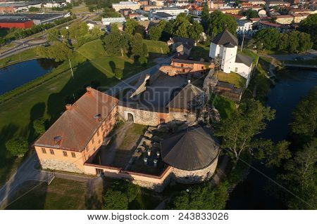 Nykoping, Sweden - June 3, 2018: Aerial View Of The Old Nykoping Castle And Its Ruined Parts.