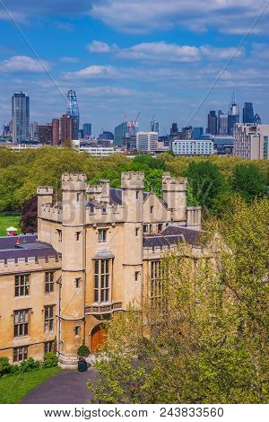 London, United Kingdom - May 04: View Of Lambeth Palace Architecture With London City Buildings In T