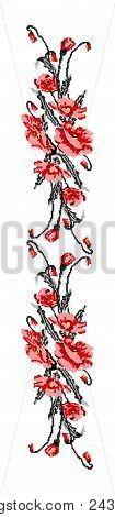 Color  Bouquet Of Flowers (poppies) Pink And Grey Tones. Ukrainian Embroidery Elements. Hand Made. C
