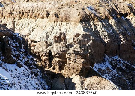 Another Side Of The Petrified Forest National Park With Snow In Arizona.