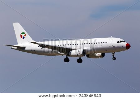 Borispol, Ukraine - May 25, 2018: Oy-lhd Danish Air Transport (dat) Airbus A320-200 Aircraft On The 