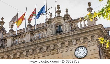 Architectural Detail Of City Hall Of Irun In Spain