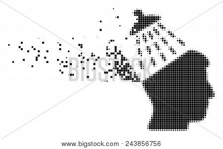Dissolved Brain Washing Dotted Vector Icon With Destruction Effect. Rectangle Elements Are Organized