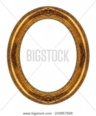Wooden oval frame isolated on white background, including clipping path