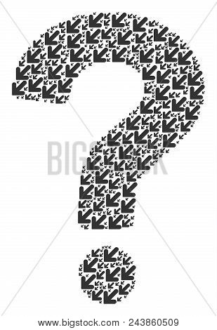 Question Mark Composition Formed With Arrow Down Left Elements. Vector Arrow Down Left Icons Are Gro