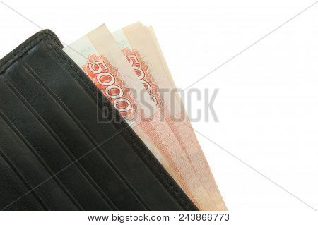 Wallet With Some Roubles Inside Isolated On White