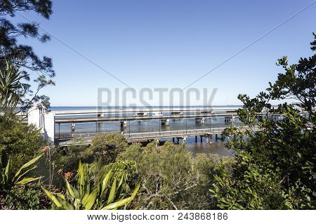 Panoramic View Of The Three Bridges Connecting Brisbane To The Redcliffe Peninsula, Australia