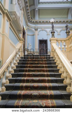 Ballarat, Victoria, Australia, 12th March 2018 - Ornate Staircase In The Town Hall In The City Of Ba