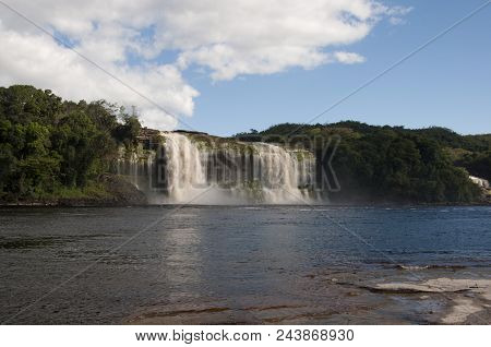 Giant Waterfall At Canaima Location In Venezuela