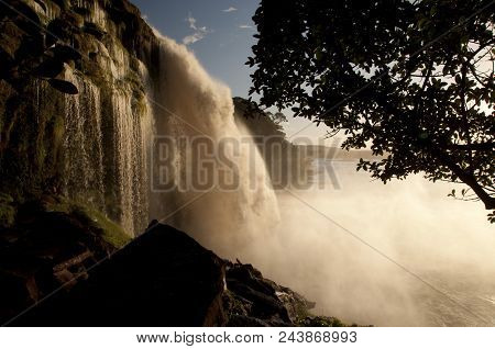 Giant Waterfall At Canaima Location In Venezuela