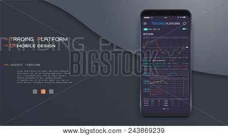Trade Exchange App On Phone Screen. Mobile Banking Cryptocurrency Ui. Online Stock Trading Interface