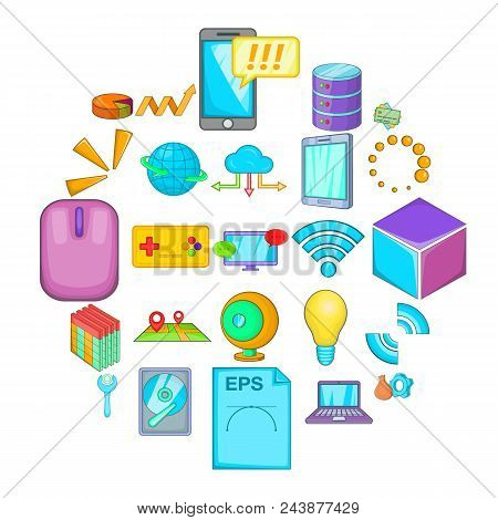 Data Center Icons Set. Cartoon Set Of 25 Data Center Vector Icons For Web Isolated On White Backgrou