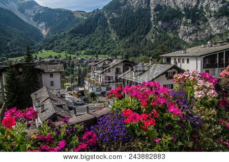Village Of The Italian Alps In The Aosta Valley