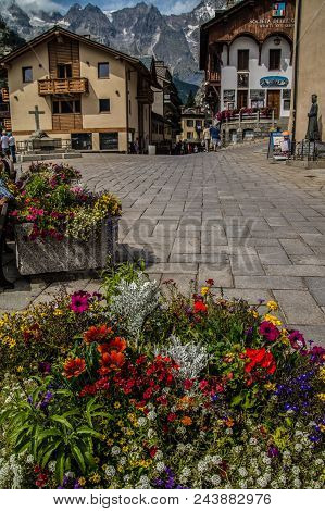 Village Of The Italian Alps In The Aosta Valley