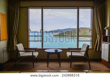 Kumano, Japan - Mar 18, 2018. Sea View Room Of Traditional Hotel In Kumano, Japan.